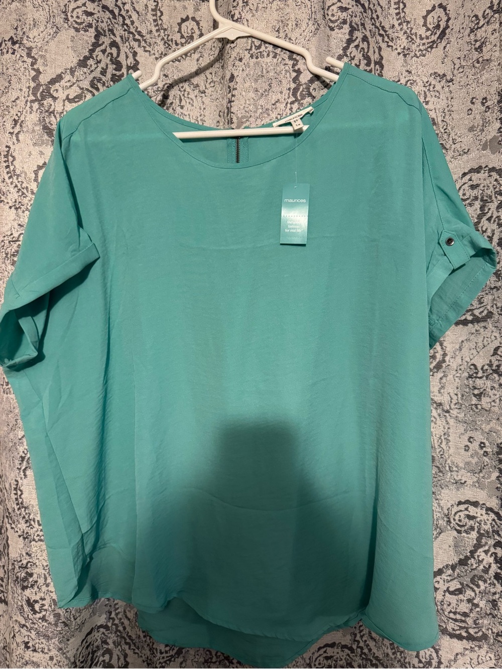 Maurices Aqua Short-Sleeve Round-Neck Blouse